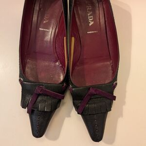 PRADA Black and Purple Leather Flats | EUR 35 1/2
